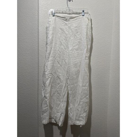 CP Shades Wendy Wide Leg Solid White Linen Pull on Pants Women's XL - Picture 1 of 12